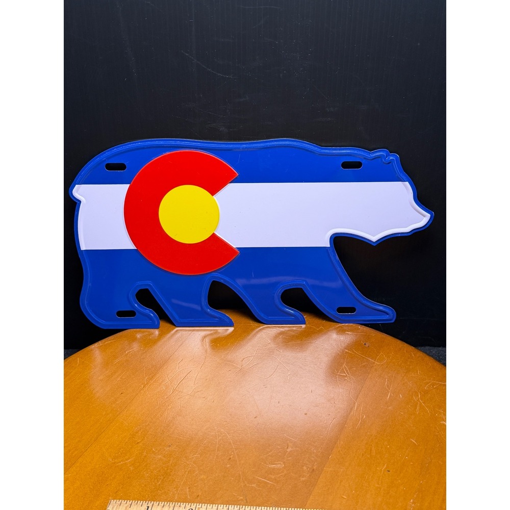 Colorado State Flag Bear Metal Sign Embossed Aluminum Wall Decor 11.5x7.5 Inch